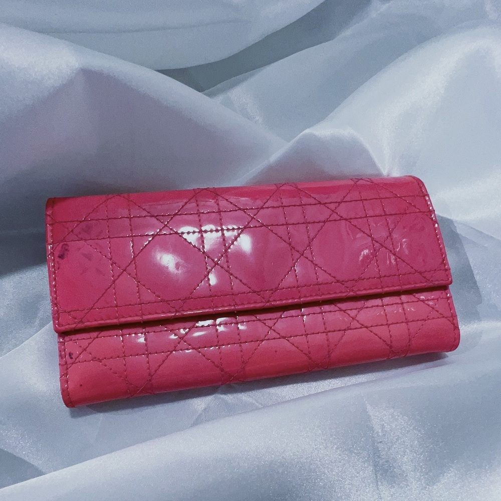 Dior Pink Patent Long Wallet